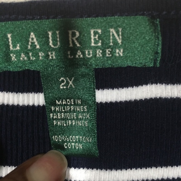 Lauren Ralph Lauren Navy/White Striped Blouse 2X - Picture 6 of 6